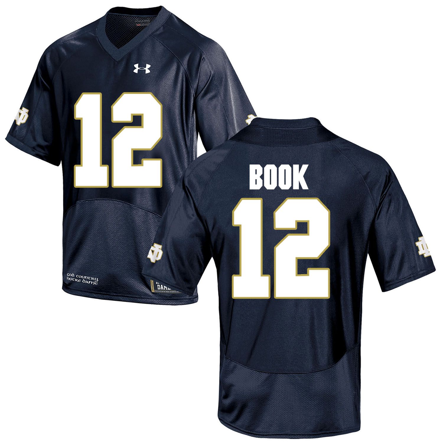 Men Norte Dame Fighting Irish #12 Book Navy Blue Customized NCAA Jerseys